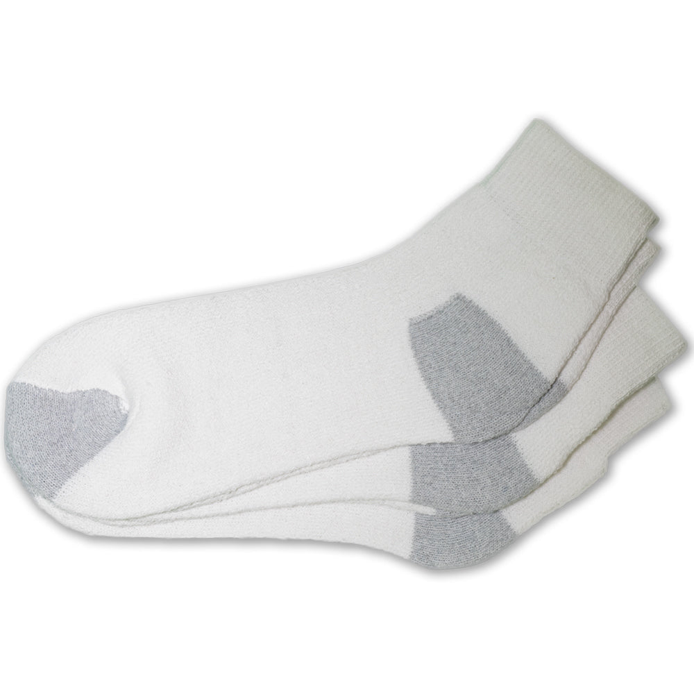 WHITE W/ GREY HEEL & TOE ANKLE SOCKS