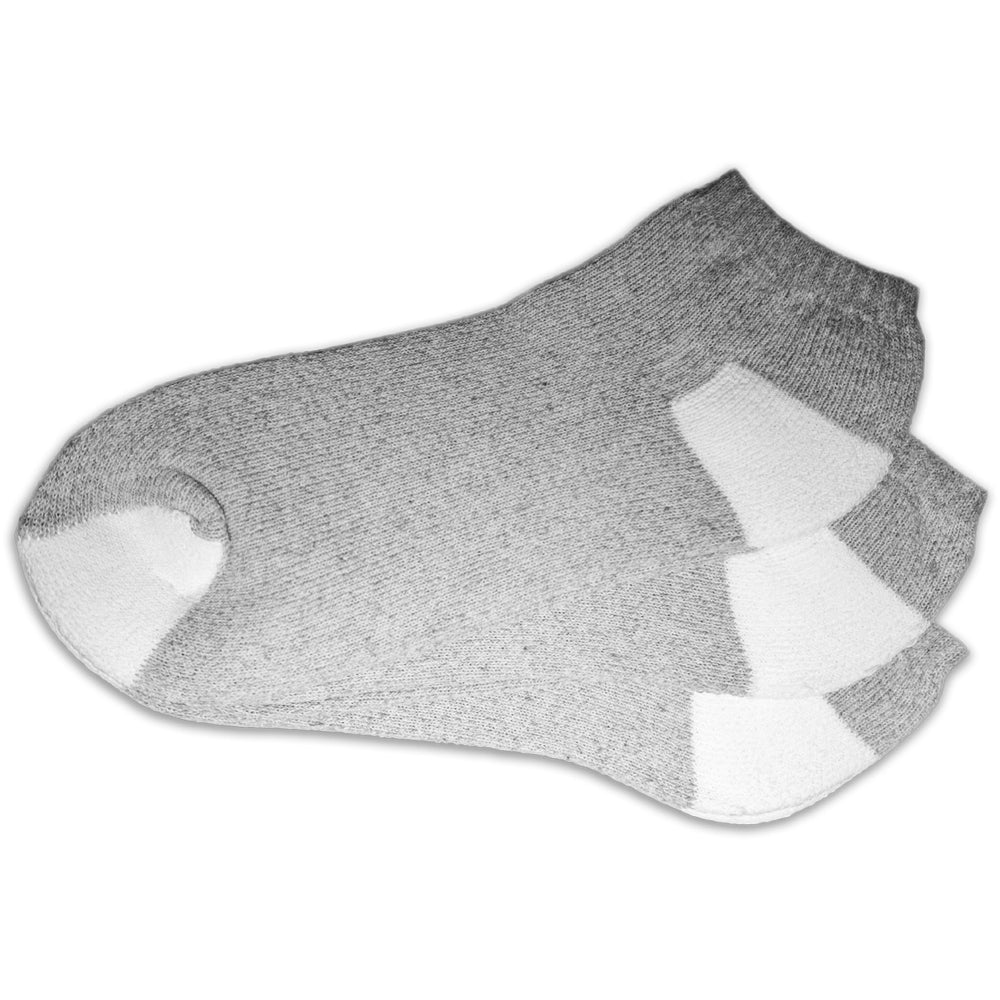 GREY W/ WHITE HEEL & TOE LOW CUT SOCKS